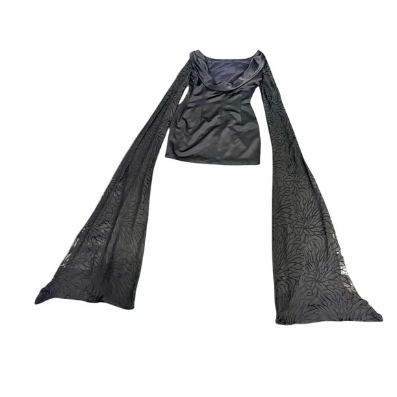 IvaNova Boutique Stunning Backless Long Sheer Floral Sleeve Mini Dress SZ 6 - Picture 3 of 8